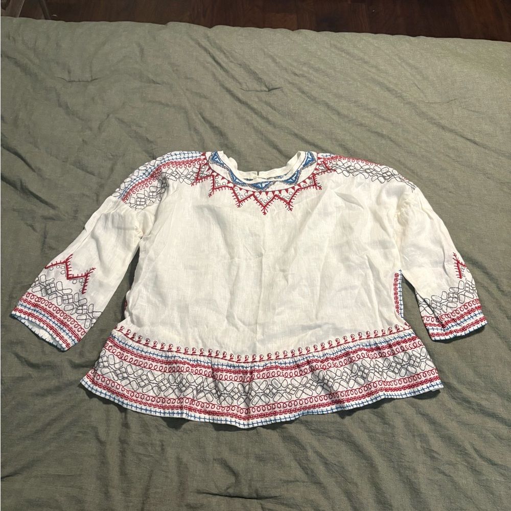 Johnny Was Albee Linen Cream
Embroidered Boho Blouse Small Never Worn